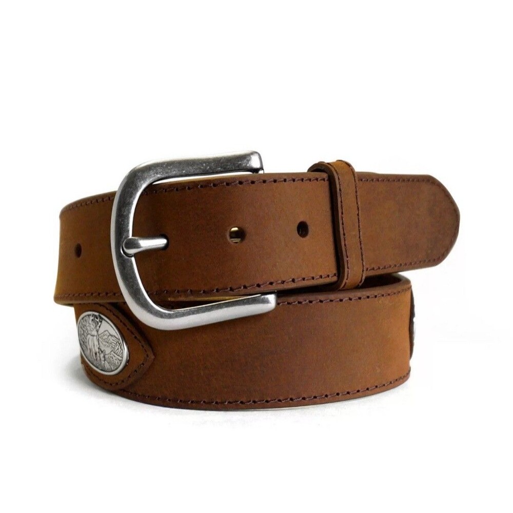 Realtree Men’s Deer Conch Leather Belt Brown Crazyhorse Color Sz 44